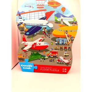 Crocodile Creek Busy Airport Floor Puzzle 45 Pieces Ages 4+ 16" x 20" Bright & E